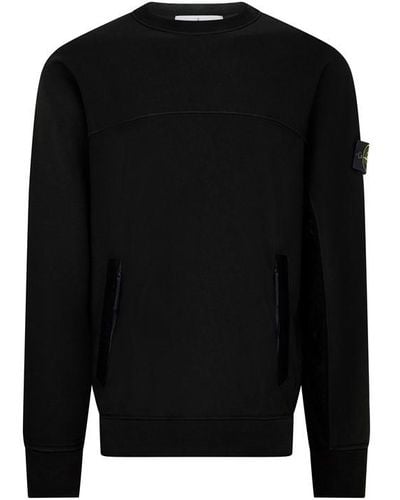Stone Island Nylon Fleece Crewneck Sweatshirt - Black