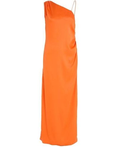 Calvin Klein Asymmetric Open Back Midi Dress - Orange