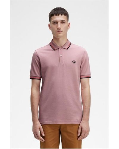 Fred Perry Short Sleeve Twin Tipped Polo Shirt - Pink