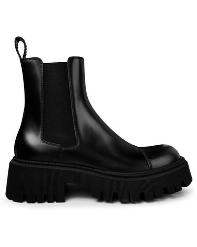 Balenciaga Leather Tractor Ankle Boots - Black