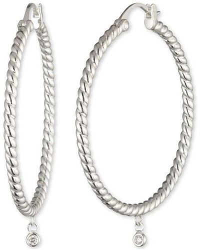 Ralph Lauren Rope Twist Diamond Hoop Earrings - Metallic