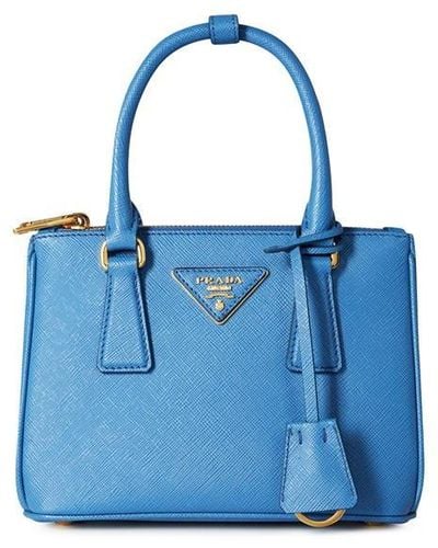 Prada Mini Saffiano Leather Galleria Bag - Blue
