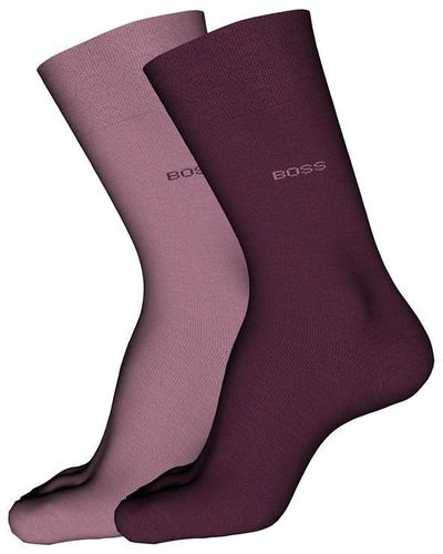 BOSS 2 Pack Plain Socks - Purple