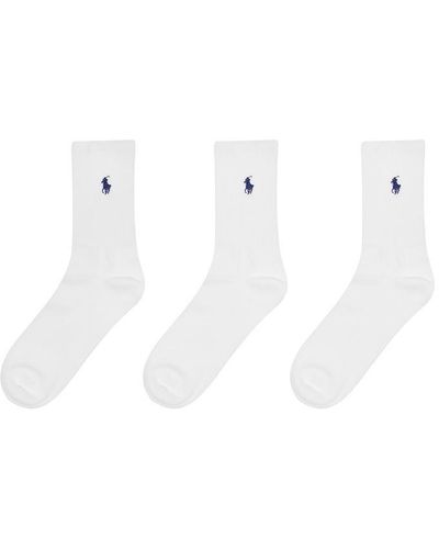 Ralph Lauren 3 Pack Crew Socks - White