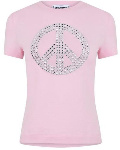 Moschino Logo Tee Ld42 - Pink