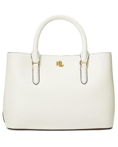 Lauren by Ralph Lauren Smooth Leather Large Marcy Satchel - White