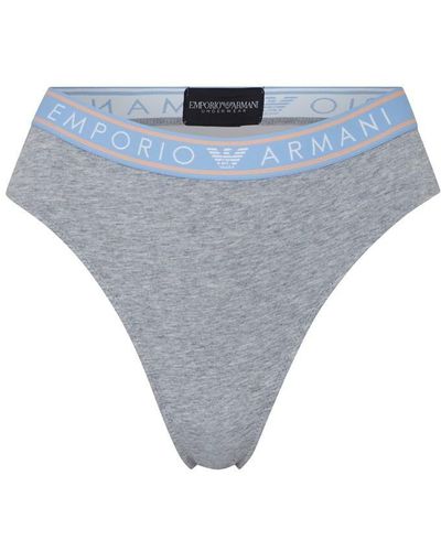 Emporio Armani High Waist Thong - Grey