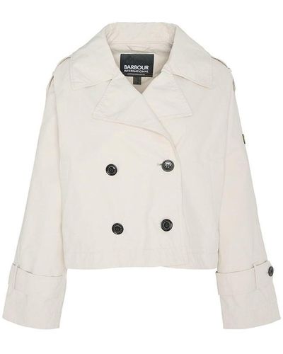 Barbour Hadfield Cropped Trench Coat - White