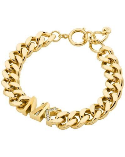 MICHAEL Michael Kors 14k Gold Plated Brass Pave Curb Link Bracelet - Metallic