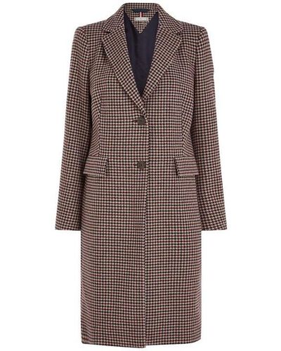 Tommy Hilfiger Classic Check Coat - Brown