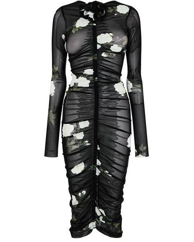 Magda Butrym Gathered Jersey Midi Dress - Black