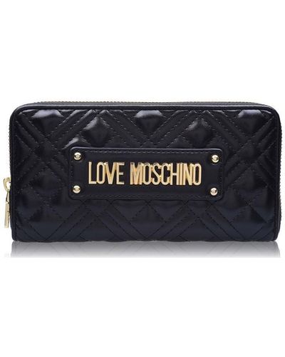 Love Moschino Quilted Logo Zipped Purse - Blue