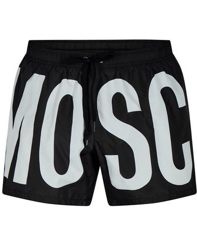 Moschino Logo Maxi Print Swim Shorts - Black