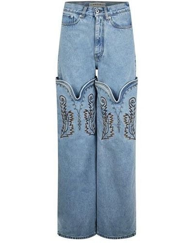 Y. Project Convertible Cowboy Cuff Jeans - Blue