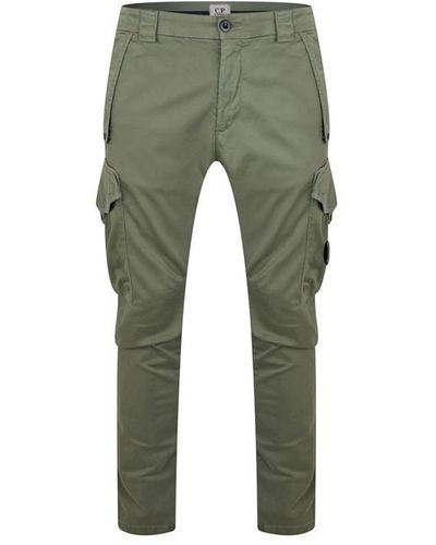 C.P. Company Garment Dyed Stretch Sateen Cargo Trousers - Green