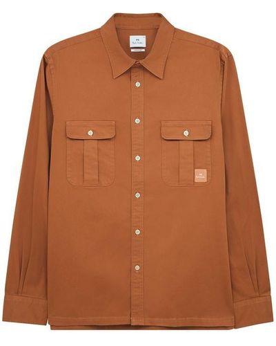 PS by Paul Smith Ps Bttn Ls Shirt Sn34 - Brown