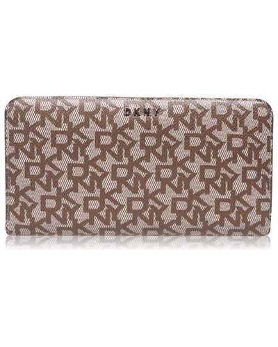 DKNY All Over Logo Zip Around Purse - Metallic