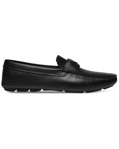 Prada Leather Penny Driving Loafers - Black