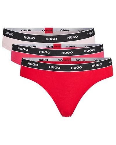 HUGO 3 Pack Stripe Thong - Red