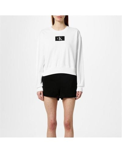 Calvin Klein Long Sleeve Lounge Sweatshirt - White