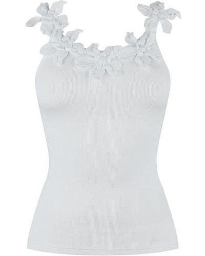 Valentino Embroidered Cotton Jersey Top - White