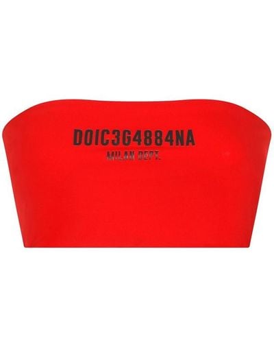Dolce & Gabbana Dg Vib3 Stretch Jersey Bandeau Top - Red