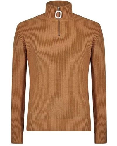 JW Anderson Boucle Henley Jumper - Brown
