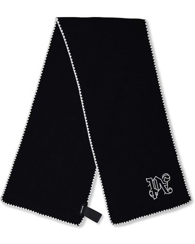 Palm Angels Logo Embroidered Scarf - Black