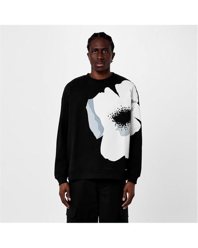 Valentino Crewneck Sweatshirt With Flower Portrait Print - Black