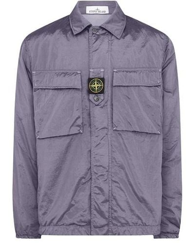 Stone Island Nylon Metal Chest Badge Overshirt - Purple