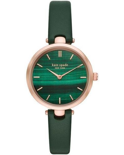 Kate Spade Holland Quartz Stainless Steel And Leather Watch - Green