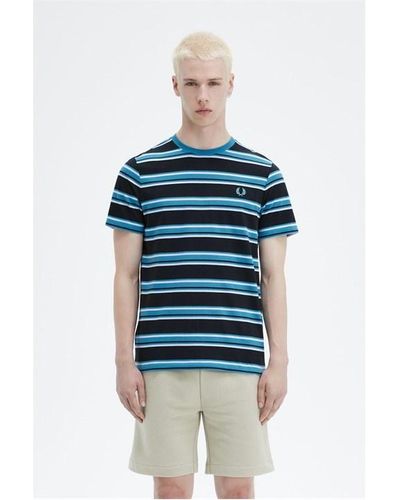 Fred Perry Fred Stripe Tee Sn34 - Blue