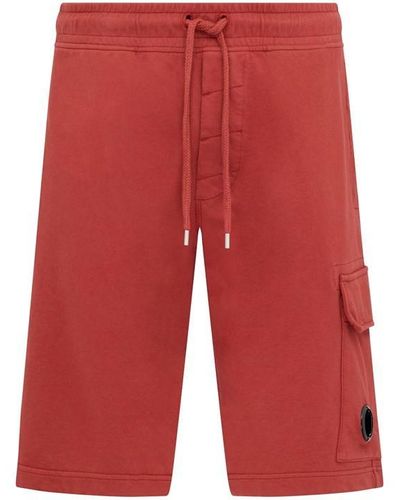 C.P. Company Micro Lens Fleece Shorts - Red