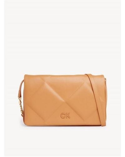 Calvin Klein Re-lock Quilt Shoulder Bag - Natural