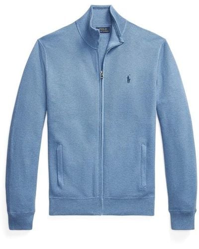 Polo Ralph Lauren Mesh-knit Cotton Full-zip Sweatshirt - Blue