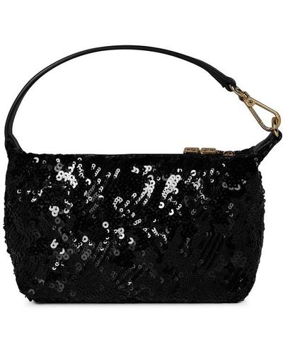 Ganni Small Buttlerfly Sequin Pouch - Black