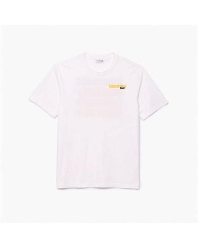 Lacoste Washed Effect Ombré Print T-shirt - White