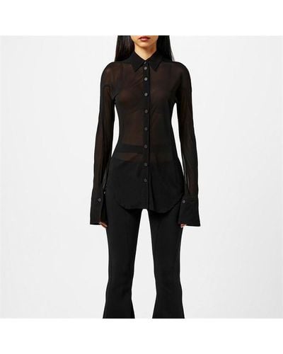 Mugler Sheer Blouse With exaggerated Cuffs - Black