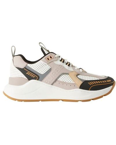 Burberry Logo Embossed Leather Trainer - Multicolour