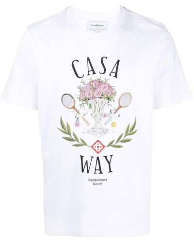 CASABLANCA Graphic-print Organic-cotton Jersey T-shirt - White