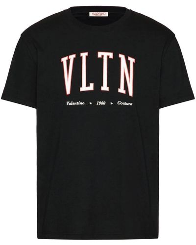 Valentino Vltn Print College Logo T-shirt In Black