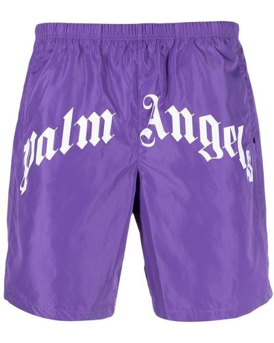 Palm Angels Logo-print Swim Shorts - Purple