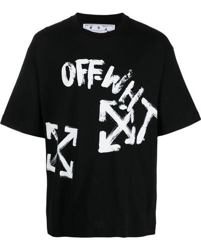 Off-White c/o Virgil Abloh Paint Logo-print Cotton-jersey T-shirt - Black