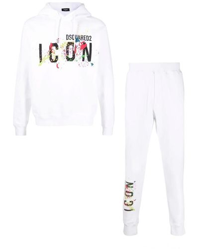 DSquared² Icon Splattered Tracksuit In White