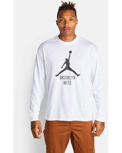 Nike T-shirt a manica lunga brooklyn nets essential jordan nba - Blu