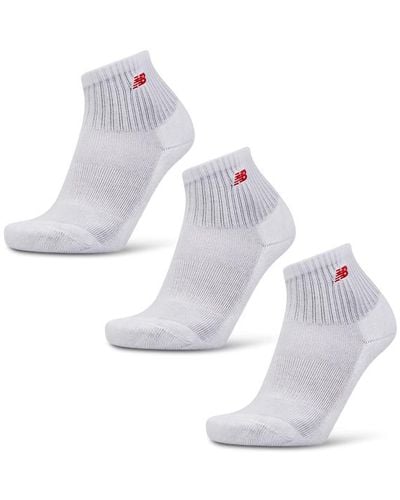 New Balance Quarter 3 Pack Socks - White