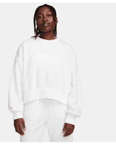 Nike Sportswear Plush Oversized Crew-neck Mod Crop Sweatshirt - White