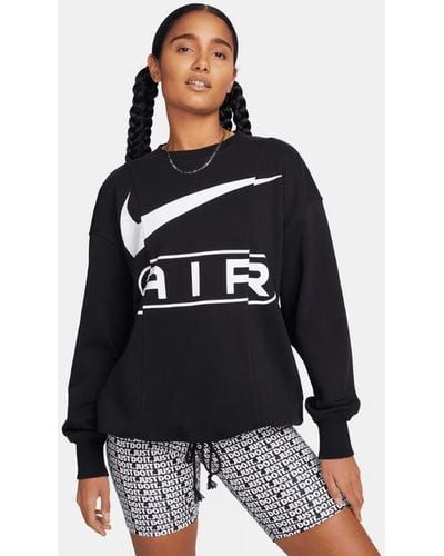 Nike Air Extra Oversized Sweatshirt Van Sweatstof Met Ronde Hals - Zwart