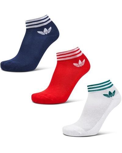 adidas Trefoil Ankle 3 Pack - Rosso