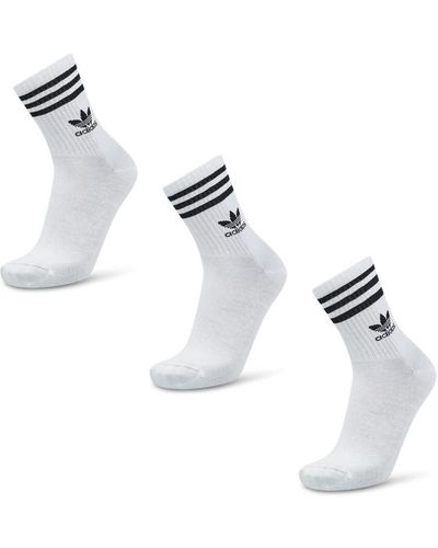 adidas Solid Crew 3 Pack Socks - White